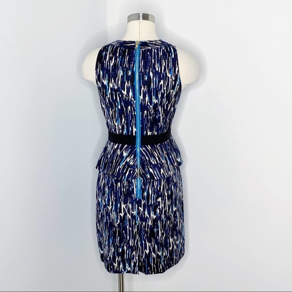 Milly Blue & Black Sleeveless Peplum Sheath Dress - Picture 4 of 8